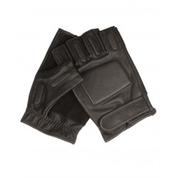 Security Black Leather Fingerless Gloves