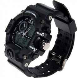 Relógio Táctico Analógico/Digital Preto