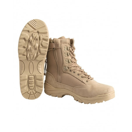 Khaki Tactical Boots with zipper