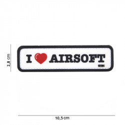 Patch PVC I Love Airsoft Branco