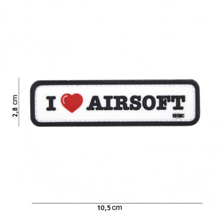 Patch PVC I Love Airsoft Branco