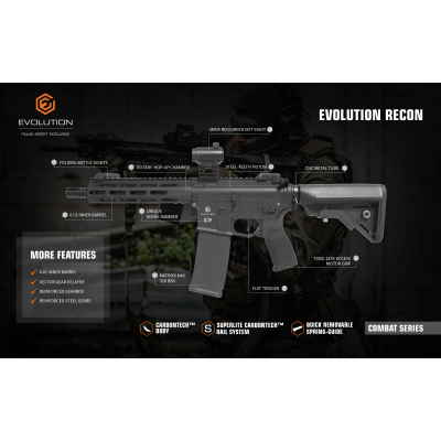 AEG M4 Recon 10" Carbontech Black + Red Dot [Evolution]