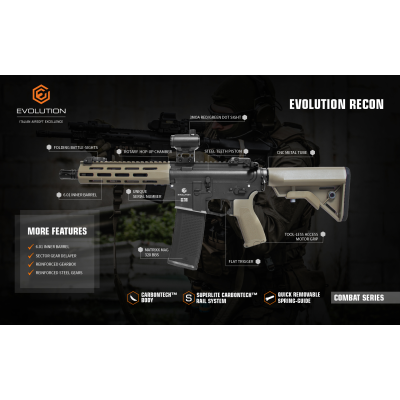 AEG M4 Recon 10" Carbontech Preta/Tan + Red Dot [Evolution]