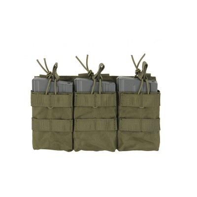 8Fields Triple Mag 7.62 Open Top Pouch Olive with magazines - front view