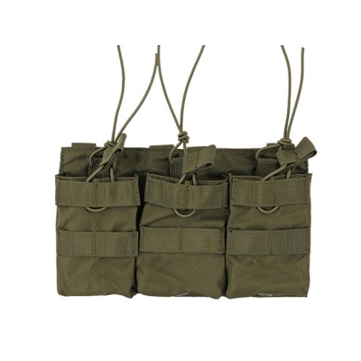 8Fields Triple Mag 7.62 Pouch Olive - open compartments and elastic cords