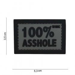 Patch PVC 100% Asshole Cinza/Preto