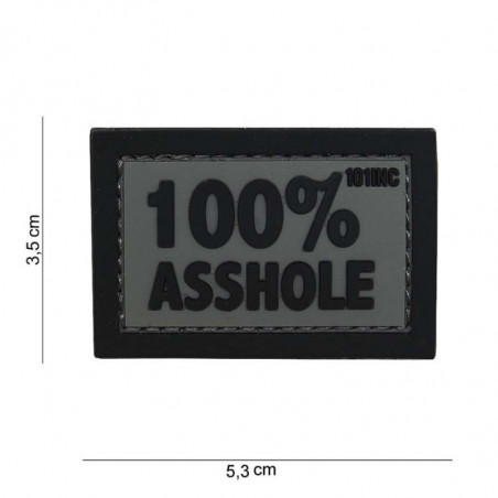 Patch PVC 100% Asshole Cinza/Preto