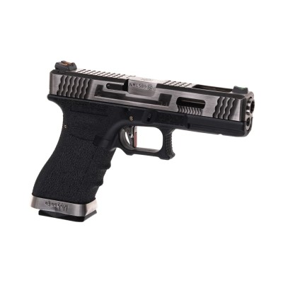 WE G-Force 17 SV Silver Barrel Metal Version GBB Black Airsoft Pistol - product view
