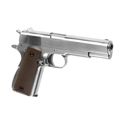 Pistola Airsoft GBB WE M1911 Full Metal V3 Prateada - vista do produto