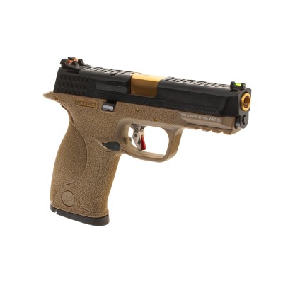 Pistola Airsoft GBB WE WET-05 BK Gold Barrel Metal Version FDE - vista do produto