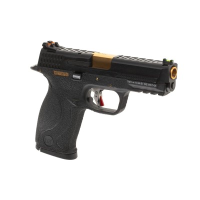 WE WET-05 BK Gold Barrel Metal Version GBB Black Airsoft Pistol - product view