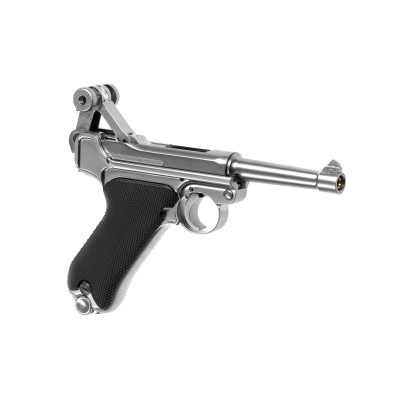 Pistola Airsoft GBB WE P08 Full Metal Prateada - fotografia 3