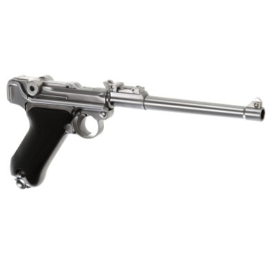 WE P08 8 Inch Full Metal GBB Silver Airsoft Pistol - product view