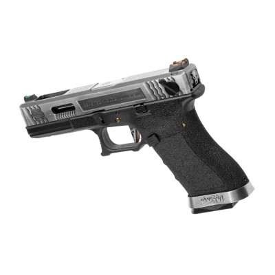 Pistola Airsoft GBB WE G-Force 18C SV Silver Barrel Metal Version Preta - fotografia 2