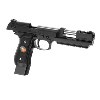 Pistola Airsoft GBB WE M92 Biohazard Extended Full Metal Preta - fotografia 3
