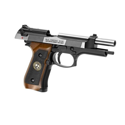 Pistola Airsoft GBB CO₂ WE M92 Samurai Edge Biohazard Full Metal Bicolor - fotografia 3