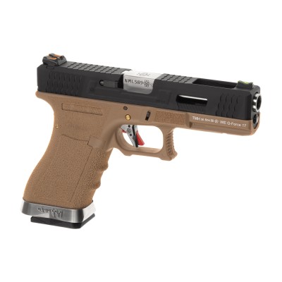 Pistola Airsoft GBB WE G-Force 17 BK Silver Barrel Metal Version Desert - vista do produto