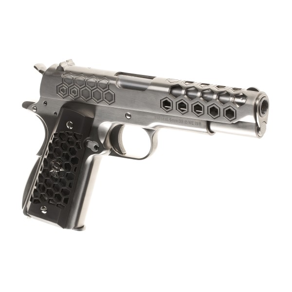 GBB Airsoft Pistol M1911 Hex Cut Full Metal Silver [WE]