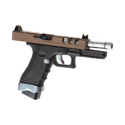 Pistola Airsoft GBB Vorsk EU7 Vented Preta/Coyote - fotografia 3