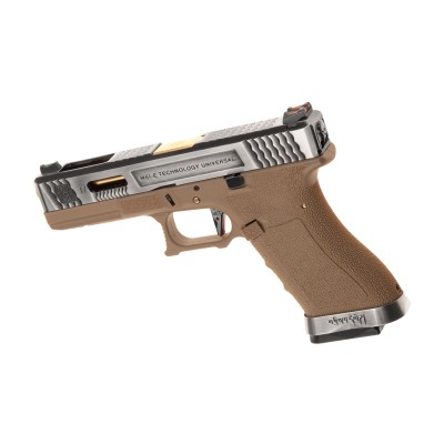 WE G-Force 17 SV Gold Barrel Metal Version GBB Desert Airsoft Pistol - photo 2