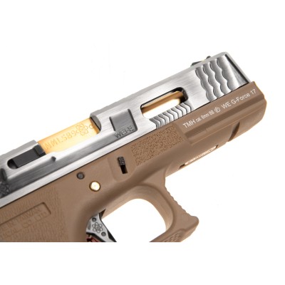 WE G-Force 17 SV Gold Barrel Metal Version GBB Desert Airsoft Pistol - photo 5