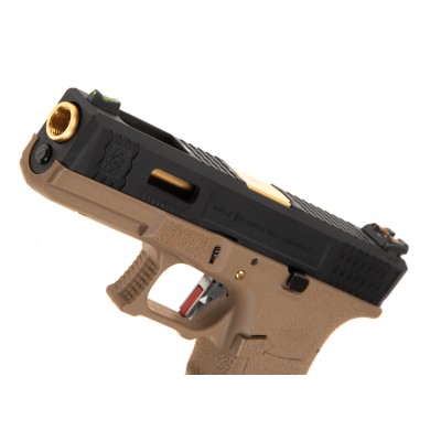 WE G-Force 17 BK Gold Barrel Metal Version GBB Desert Airsoft Pistol - photo 4