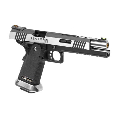 Pistola Airsoft GBB WE Hi-Capa 6 Force A Silver Barrel Full Metal Bicolor - fotografia 3