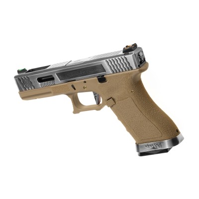 Pistola Airsoft GBB WE G-Force 17 SV Silver Barrel Metal Version Desert - fotografia 2