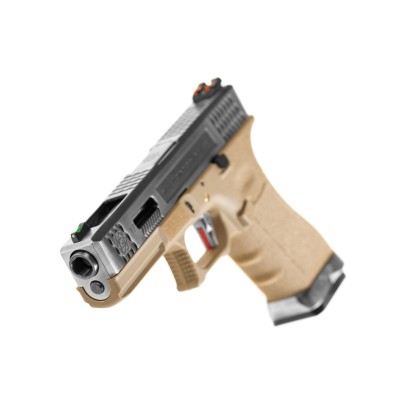 Pistola Airsoft GBB WE G-Force 17 SV Silver Barrel Metal Version Desert - fotografia 4