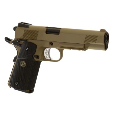 Pistola Airsoft GBB WE M1911 MEU Tactical Full Metal Desert - vista do produto