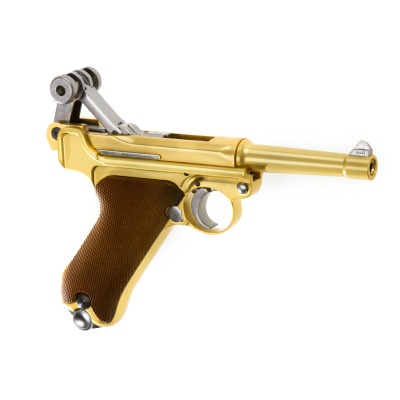 Pistola Airsoft GBB WE P08 Full Metal Dourada - fotografia 2
