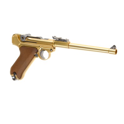 Pistola Airsoft GBB WE P08 8 Inch Full Metal Dourada - vista do produto