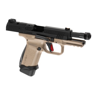 Pistola Airsoft GBB Canik TP9 Elite Full Metal Preta/Coyote - fotografia 3