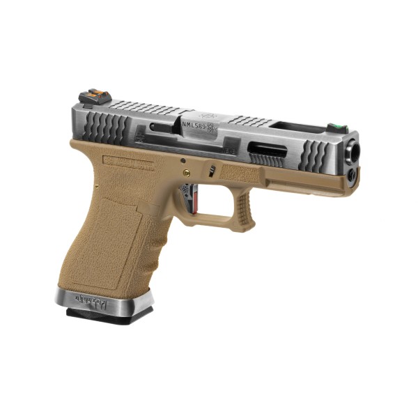 GBB Airsoft Pistol G-Force 18C SV Silver Barrel Metal Version Desert [WE]