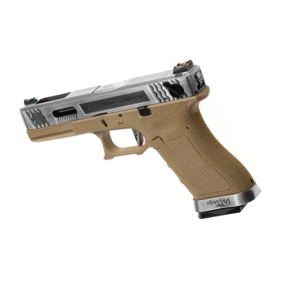 Pistola Airsoft GBB WE G-Force 18C SV Silver Barrel Metal Version Desert - fotografia 2