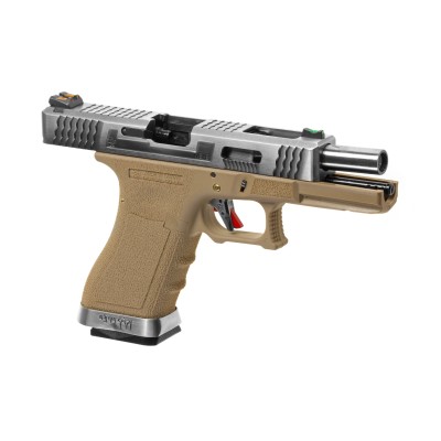 Pistola Airsoft GBB WE G-Force 18C SV Silver Barrel Metal Version Desert - fotografia 3