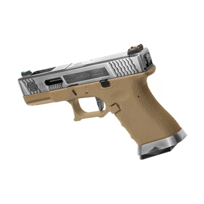 Pistola Airsoft GBB WE G-Force 19 SV Silver Barrel Metal Version Desert - fotografia 2