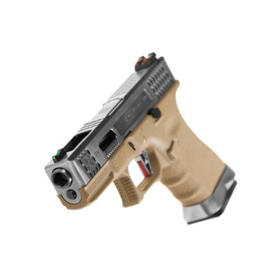 Pistola Airsoft GBB WE G-Force 19 SV Silver Barrel Metal Version Desert - fotografia 4