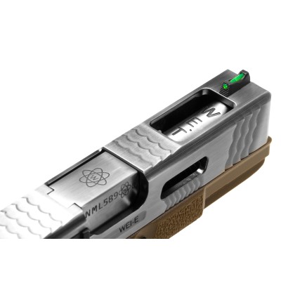 Pistola Airsoft GBB WE G-Force 19 SV Silver Barrel Metal Version Desert - fotografia 5