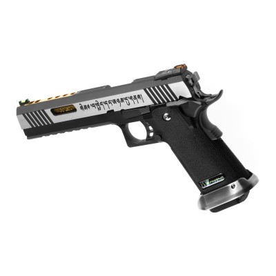 Pistola Airsoft GBB WE Hi-Capa 6 Force A Gold Barrel Full Metal Bicolor - fotografia 2