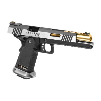 Pistola Airsoft GBB WE Hi-Capa 6 Force A Gold Barrel Full Metal Bicolor - fotografia 3
