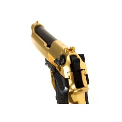 Pistola Airsoft GBB WE M9 Full Metal Dourada - fotografia 3