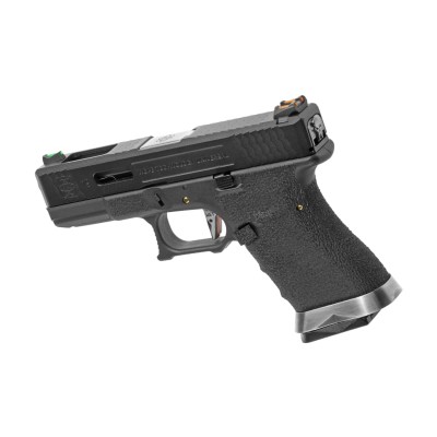 Pistola Airsoft GBB WE G-Force 19 BK Silver Barrel Metal Version Preta - fotografia 2