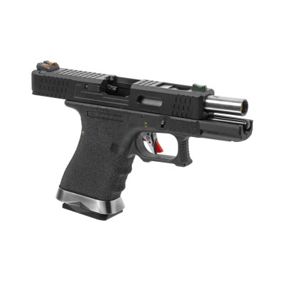 Pistola Airsoft GBB WE G-Force 19 BK Silver Barrel Metal Version Preta - fotografia 3