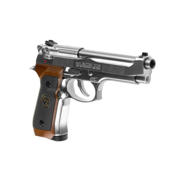Pistola GBB CO₂ M92 Samurai Edge Biohazard Full Metal Prateada [WE]
