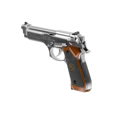 Pistola Airsoft GBB CO₂ WE M92 Samurai Edge Biohazard Full Metal Prateada - fotografia 2
