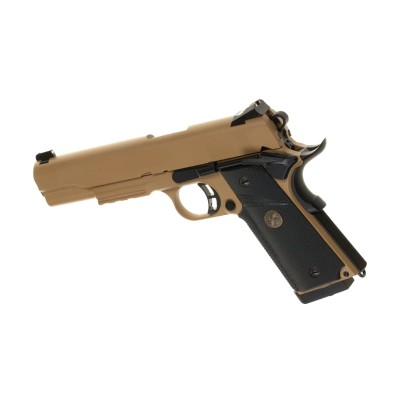 Pistola Airsoft GBB CO₂ KJ Works M1911 MEU Full Metal Tan Desert - fotografia 2