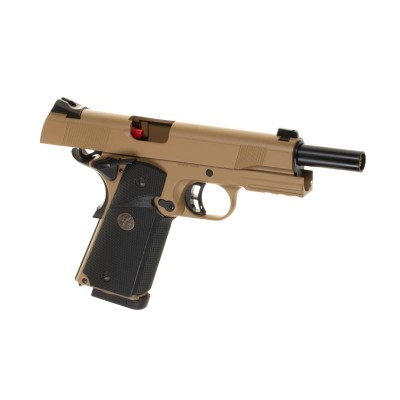 Pistola Airsoft GBB CO₂ KJ Works M1911 MEU Full Metal Tan Desert - fotografia 3