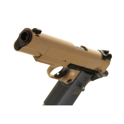 Pistola Airsoft GBB CO₂ KJ Works M1911 MEU Full Metal Tan Desert - fotografia 4