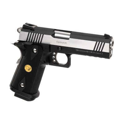 Pistola Airsoft GBB WE Hi-Capa 4.3 OPS Full Metal Prateada - vista do produto
